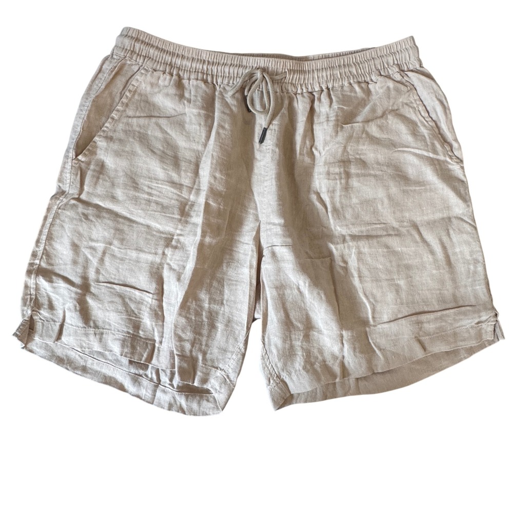 Quince 100% European Linen 7" Drawstring Beach Shorts Driftwood Beige Men Medium